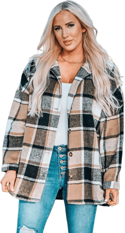 Plaid button-down shirt jacket