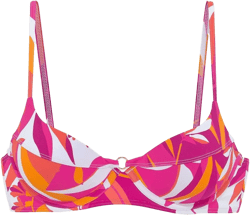 Women's Mix Print Underwire Bikini Swimsuit Top Bra Sizing - LASCANA - Pink Orange Abstract 36B