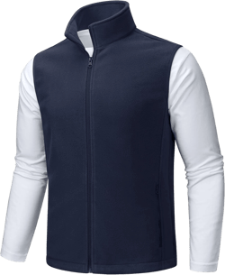 TACVASEN Men's Fleece Vest Zip Up Lightweight Vests Outerwear with Pockets Winter Warm Sleeveless Jacket for Hiking Golf Navy Medium