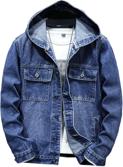 Men Long Sleeve Hooded Jean Coat Cotton Lightweight with Hood Jackets Slim-Fit Vintage Denim Jacket 3X-Large Dark Blue