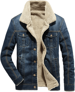 Men's Fleece Lined Denim Jacket Winter Jean Jacket Cowboy Coat Trucker Jacket X-Large Navy