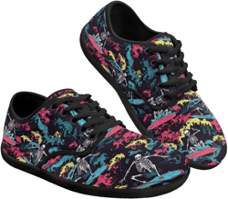 Mens Barefoot Shoes Stylish Wide Toe Box Sneakers Women Casual Shoes Novelty Skull 11.5 Wide Women/10 Wide Men