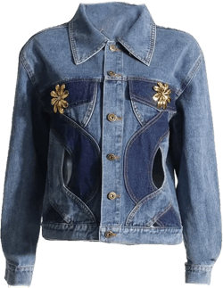 WINSUNNY Jackets Lapel Long Sleeve Patchwork Jacket Fashion Clothing Small S1 Blue