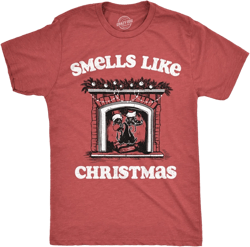 Mens Funny T Shirts Smells Like Christmas Sarcastic Santa Claus Graphic Novelty Tee For Men - Crazy Dog Men's T Shirt Red XL