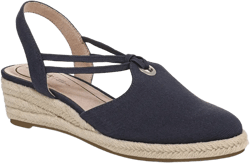 LifeStride Womens Kennedy Espadrille Wedge Sandal Lux Navy Fabric 7 W