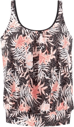 Women's Mixed Print Tankini Swimsuit Top - LASCANA - Brown Multi Floral 6