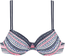 Women's Striped Underwire Bikini Swimsuit Top Bra Sizing - LASCANA - Blue & Pink Stripe 34B
