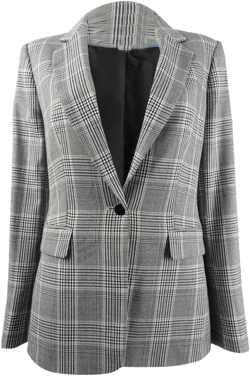 Calvin Klein Women's Plaid One-Button Blazer (8, Charcoal Multi)