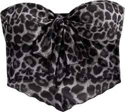 MakeMeChic Women's Bow Front Tube Top Floral Mesh Sleeveless Strapless Bandeau Tops