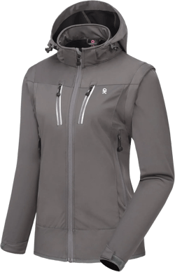 Little Donkey Andy Women's Lightweight Softshell Jacket with Detachable Sleeves and Hood, Windbreaker for Hiking Golf