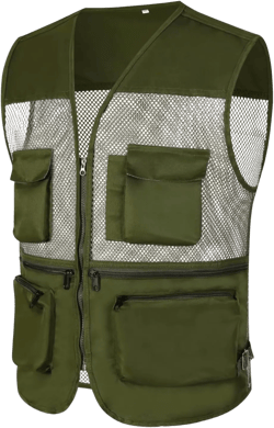 Mens Outdoor Utility Safari Vests Travel Photo Cargo Vests Lightweight Multi Pockets Work Fishing Sleeveless Jackets