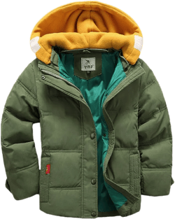 Vinmin Kids Winter Latest Thicken Hooded Jacket Warm Quilted Coat Casual Outdoor Cool Cute for Boys Girls Autumn Spring 6 Army Green