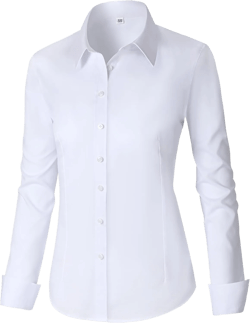 CUNLIN Womens Cotton Button Down Shirts for Women Fitted Long Sleeve Formal Dress Shirt Work Blouses Tops at Amazon Women’s Clothing store