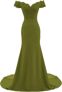 Lace Mermaid Prom Dresses for Women Off Shoudler Bridesmaid Dresses Long Sleeve Satin Formal Evening Party Gowns 20 Olive Green