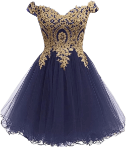 Dydsz Off Shoulder Appliques Prom Dresses for Women Short Homecoming Dresses for Teens A Line Tulle Cocktail Dress 18 1-navy Blue