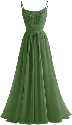 Spaghetti Strap Chiffon Bridesmaid Dresses for Women Long Lace Ruched Prom Dress A-line Formal Evening Party Gown Olive Green 20