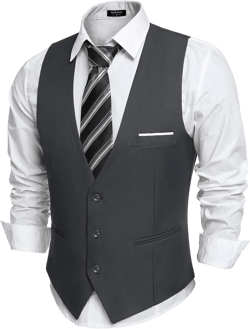 COOFANDY Men's Suit Vest Slim Fit Formal Dress Waistcoat Casual Business Vests for Suit or Tuxedo Dark Gray 4X-Large