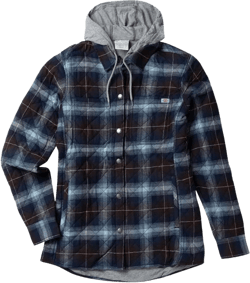 Dickies Women’s Plus Flannel Hooded Shirt Jacket, CHOCOLATE BROWN/CLEAR BLUE OMBRE, 2X