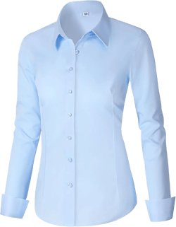 CUNLIN Womens Cotton Button Down Shirts for Women Fitted Long Sleeve Formal Dress Shirt Work Blouses Tops X-Large Sky Blue