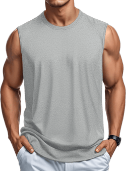 MAGCOMSEN Men's Tank Top Cotton Muscle Workout Gym Shirts Moisture Wicking Lightweight Summer Casual Sleeveless Shirts XX-Large Heather Light Grey