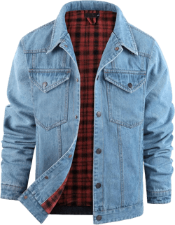 EUSMTD Men's Denim Jacket Lined Flannel Plaid Vintage Cowboy Cut Western Classic Trucker Motorcycle Snap Fall Long Sleeves at Amazon Men’s Clothing store