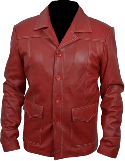 Bestzo Men's Fashion Fight Men Club Red Leather Jacket/Coat Small Artificial/Faux Leather Red