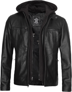 Blingsoul Mens Leather Jacket Removable Hooded Black Leather Jackets For Men X-Large Jonathan Hooded - Black Jacket