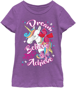 Girl's Jojo Siwa Dream Believe Achieve Unicorn  T-Shirt - Purple Berry - Large