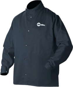 Miller Classic Cloth Jacket - 9oz Navy Cotton Welding Jacket XL - Everyday-Use Welder Jacket for Men & Women - Light-Duty Cloth Jackets for Welding - Flame Resistant Jackets (Navy Blue)