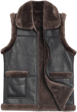 Men’s Real Sheepskin Shearling Leather Vest– B3 Aviator Sleeveless Lambskin Leather Vest Coat X-Large Black