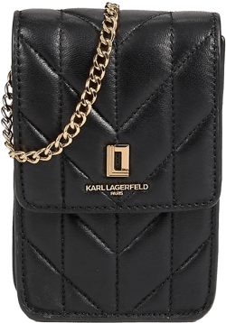 Karl Lagerfeld Women's Black Lafayette Leather Metal Crossbody Bag