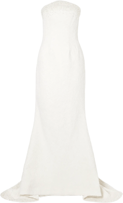 Olympia strapless faux pearl-embellished tulle gown