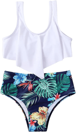 Girls Swimsuit Cover up Toddler Baby Girl Floral Swimsuits Cute Bikini Set Two Piec Swim Suits Kids Girl Bikini 14 16 White 5-6 Years