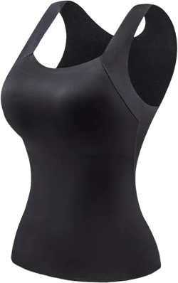 Shamfreshen U Neck Shapewear Built-in Bra Tank, Shamfreshen Tank Top, Tummy Control Compression Tank Tops for Women X-Large Black