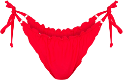 Red Frill Edge Ruched Back Bikini Bottoms