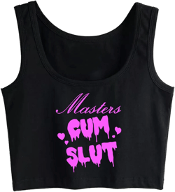 Woman Master's Cum Slut Funny Sleeveless Cotton Crop Top Vest