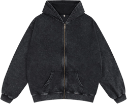 Oversized Vintage Cotton Jacket Acid Wash Grunge Basic Zip Up Hoodie For Women Distressed Baggy Long Sleeve Tops Black Large