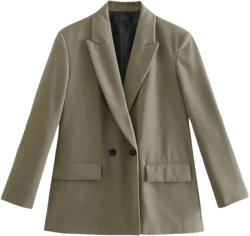 Women Double Breasted Blazer Office Lady Loose Classic Coat Suit Jacket Female Chic Outwear Outfits