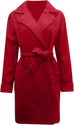 Fall Outfits for Women 2024 Classic Solid Color Trench Coat Notched Lapel Jackets Pocket Outerwear with Belt Red X-Large
