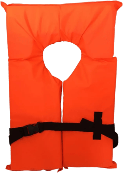 Hardcore Coast Guard approved life jacket. Type II keyhole life vest in classic May West style. Compliance flotation device. Neon Orange Adult