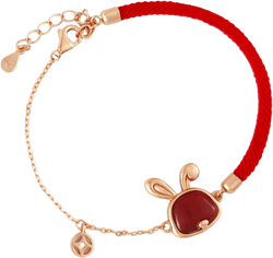 TEMICO Chinese Zodiac Animal Charm S925 Sterling Silver Red Agate Rabbit Bracelet for Women Girls Adjustable Red Rope Bracelets New Year Jewelry Gifts Red 2