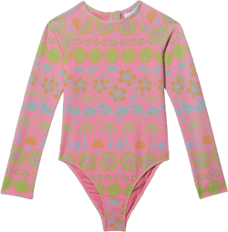Roxy Women's Beach Day Together Long Sleeve Onesie Swimsuit 4 Sachet Pink Beachy Bebe 233