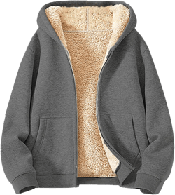 Gumipy Zip Up Hoodie Women Fleece Oversized Hoodie Sweatshirt Plus Size Sherpa Lined Hoodies Jacket Winter Coats with Pockets A002-dark Gray X-Large