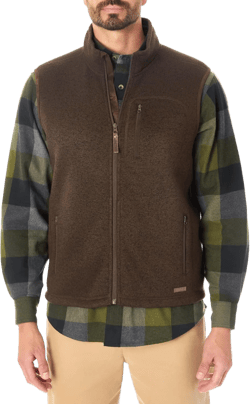 Smith's Workwear Men's Sherpa-Lined Sweater Fleece Vest Large Brown Heather