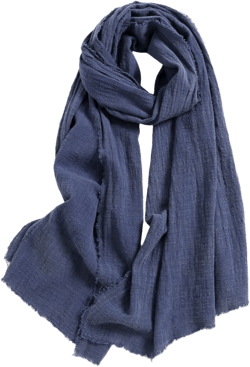 Jeelow Cotton Or Linen Scarf Lightweight Light Shawl Wrap For Men & Women Denim Blue