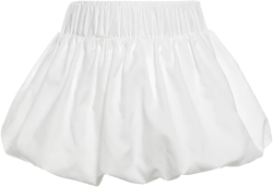 Womens Bubble Skirts 2024 High Waist Mini Skirt Ruffle Hem Ruched A Line Y2K Short Skirts Small White