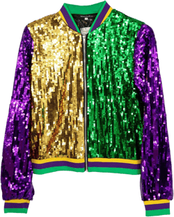 Western F.a.s.h.i.o.n Sequin Bomber Jacket, Mardi Gras Colors, Purple, Gold, Green, Zip Front