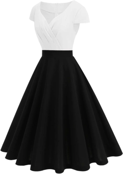 Women's Short Sleeved Dress with Two Piece V Neck Vintage Elegant Dress Cute Casual Dresses for White XX-Large
