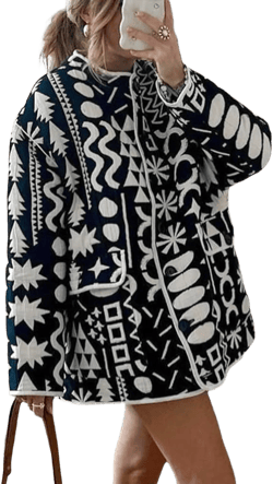 YKR Women's Quilted Lightweight Jacket Floral Print Padded Cardigan Button Down Puffer Coat Outwear Navy S