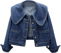 Cropped Shacket Women Early Autumn New Retro High End Doll Short Denim Jacket Winter Fall Coats Blue XX-Large